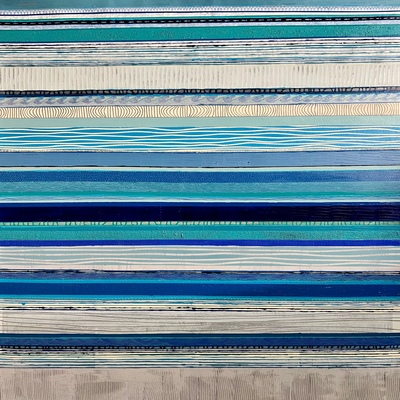 DANIELA ORLANDI - Blue Fish - Acrylic on Canvas - 48x72 inches