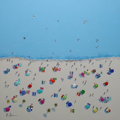 ANA MORAN - Open Water - Mixed Media Canvas - 39x39 inches
