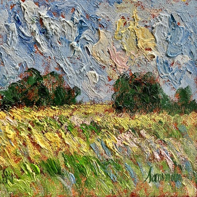 SAMIR SAMMOUN - Field, Laprairie - Oil on Canvas - 8x10 inches