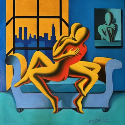 MARK KOSTABI - Afternoon Ecstasy - Oil on Canvas - 28x28 inches