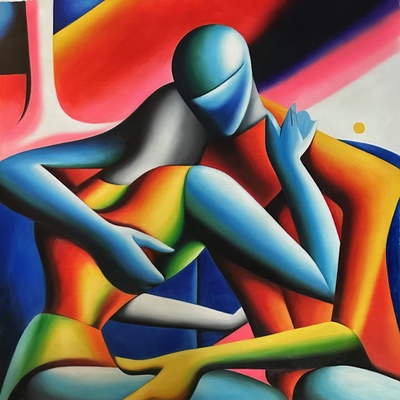 MARK KOSTABI - Chromatic Passion - Oil on Canvas - 39x39 inches
