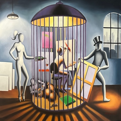 MARK KOSTABI - Delusions of Integrity - Oil on Canvas - 52x40 inches