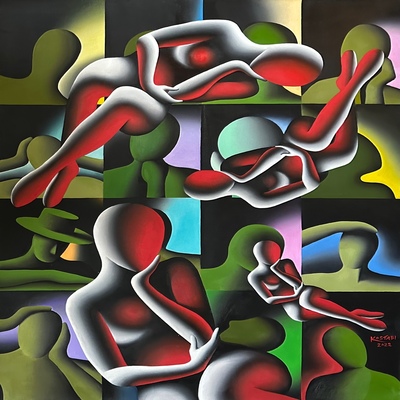 MARK KOSTABI - Full Circle Reverie - Oil on Canvas - 51x39 inches
