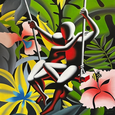 MARK KOSTABI - The Garden of Eternal Bliss - Oil on Canvas - 52x40 inches
