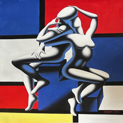 MARK KOSTABI - Eternally Modern - Oil on Canvas - 51x39 inches
