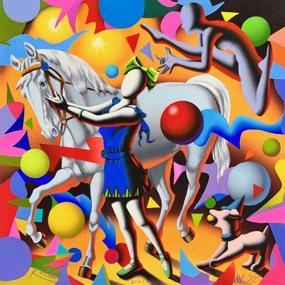 MARK KOSTABI - Equestrian Ecstasy - Limited Edition Giclee on Paper - 20.625x20.625 inches
