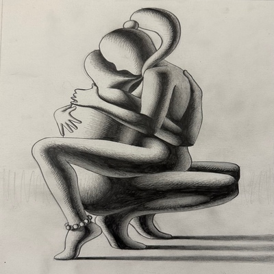 MARK KOSTABI - Hold Me Closer - Pencil on Paper - 13x9.5 inches