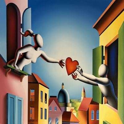 MARK KOSTABI - The Passion We Create - Oil on Canvas - 39x51 inches