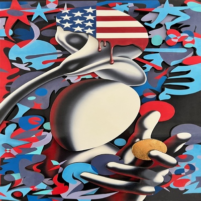 MARK KOSTABI - Dreams of Gold - 3D Sculptagraph - 16.75W x 27H x 1D inches