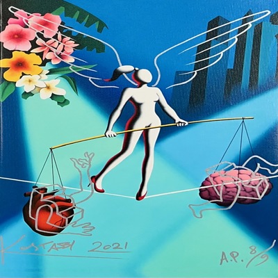 MARK KOSTABI - Power Play - Limited Edition Giclee on Canvas w/ Oil Pen - 25.75H x 17W inches