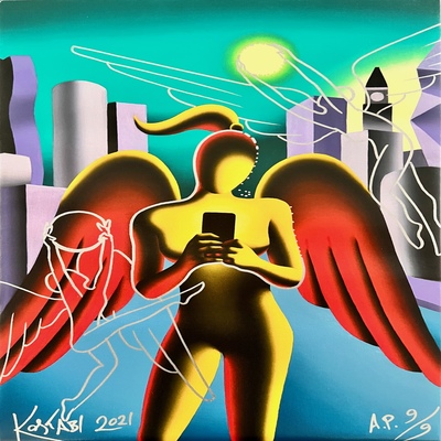 MARK KOSTABI - Waiting For The Girl Upstairs - Limited Edition Giclee on Canvas w/ Oil Pen