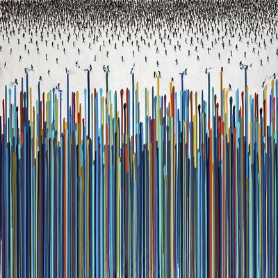 CRAIG ALAN - Rhapsody In Blue - Mixed Media Canvas - 48x60 inches