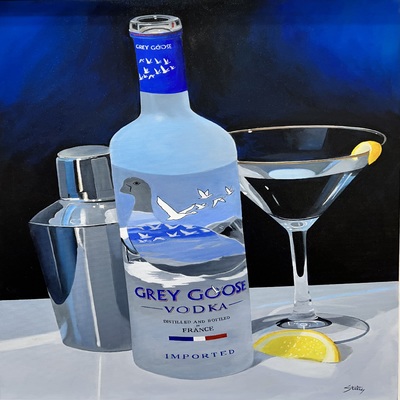 THOMAS STILTZ - Grey Goose With A Twist - Oil on Canvas - 24x36 inches