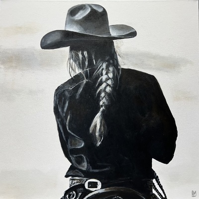 LOIS MANTAK - Cowgirl - Acrylic on Canvas - 36 x 36 inches