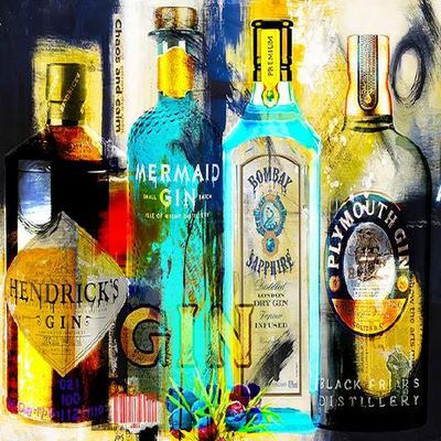 THE BISAILLON BROTHERS - 4 Gin - Embellished Giclee on Canvas - 24x32 inches