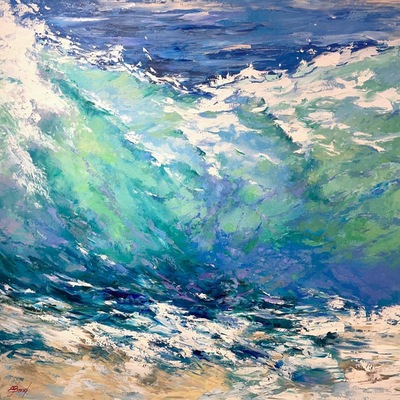 ELENA BOND - Freedom In The Waves - Oil on Canvas - 48x60 inches