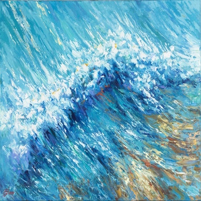 ELENA BOND - Sunlit Waves - Oil on Canvas - 30x48 inches