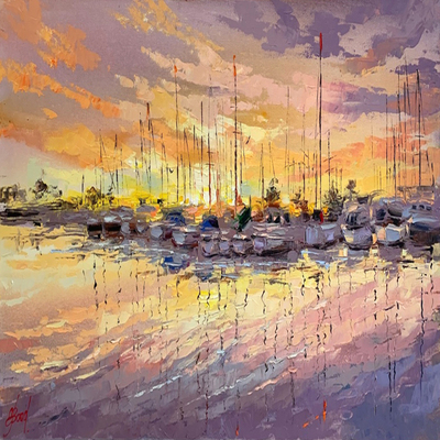 ELENA BOND - Dreamers Set Sail - Oil on Canvas - 24x48 inches
