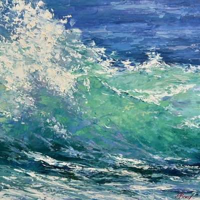 ELENA BOND - Into The Sea - Oil on Canvas - 36x36 inches