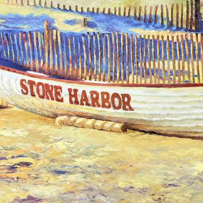 STAS NAMIN - Stone Harbor Life Boat - Oil on Canvas - 24x48 inches