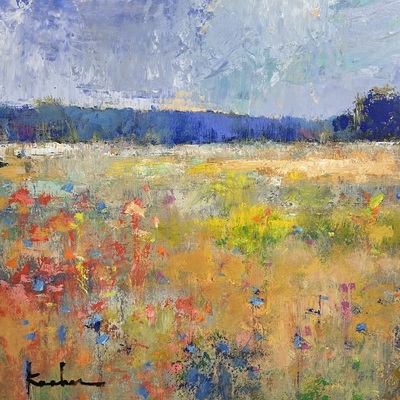 JEFF KOEHN - Peachful Dream - Oil on Canvas - 24x24 inches