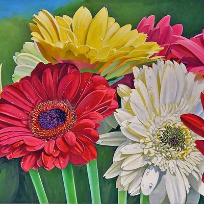 THOMAS STILTZ - Gerbera Galore - Oil on Canvas - 36x48 inches