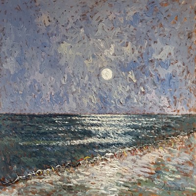 SAMIR SAMMOUN -  The Sea Under The Sun II - Oil on Canvas - 40 x 40 inches