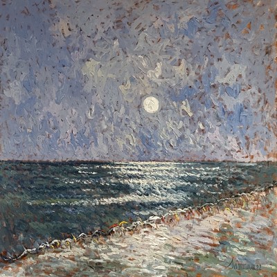 SAMIR SAMMOUN - The Sea Under The Sun II - Oil on Canvas - 40 x 40 inches
