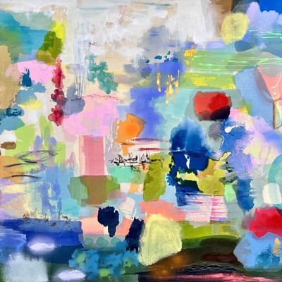 WYANNE THOMPSON - Getting Away - Acrylic On Raw Unprimed Canvas - 36x48 inches