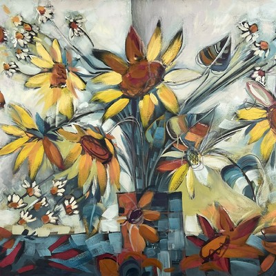 NATALYA ROMANOVSKY - Sunflower - Oil on Canvas - 30 x 54 inches