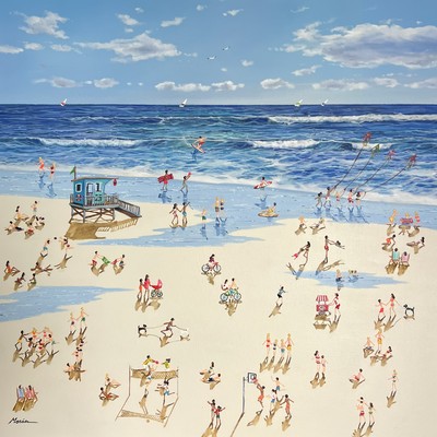 ANA MORAN - Family Tides - Mixed Media on Canvas - 31x31 inches