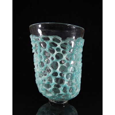 WILL DEXTER - Copper Blue Pâte de verre on Blown Vessel - Glass