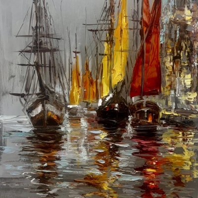 ELENA BOND - Glowing Sea - Oil on Aluminum Panel - 18x12 inches
