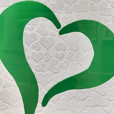 JONAH WATEROUS-Green Heart JONAH WATEROUS - Green Heart - Acrylic & Mixed Media on Canvas - 24x24 inches