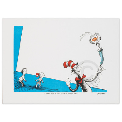 DR. SEUSS - A Game That I Call Up-Up-Up With a Fish - Lithograph on B.F.K. Rives Paper - 9 x 12 inches