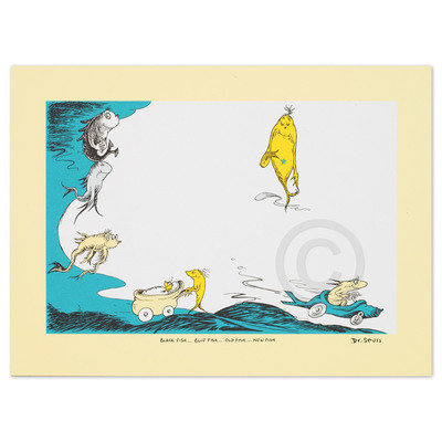 DR. SEUSS - Black Fish Blue Fish Old Fish New Fish - Lithograph on Somerset Paper - 8 x 12 inches