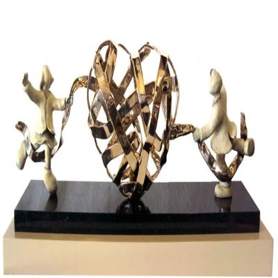 MACKENZIE THORPE - Lovers Entwined - Bronze Sculpture / Granite & Aluminum Base - 12" H x 26" W x 8" D