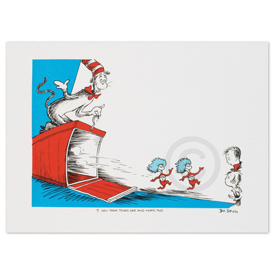 DR. SEUSS - I Call Them Thing One and Thing Two - Lithograph on B.F.K. Rives Paper - 9 x 12 inches