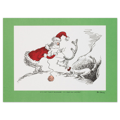 DR. SEUSS - If I can't find a reindeer, I'll make one instead! - Lithograph on B.F.K. Rives Paper - 9 x 12 inches