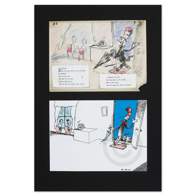 DR. SEUSS - We Looked! Then We Saw Him - Diptych - Serigraph on Black Stonehenge Paper - 17 x 11 inches
