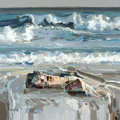 JOSEF KOTE - Mesmerizing Waves - Embellished Giclee on Canvas - 48 x 48 inches