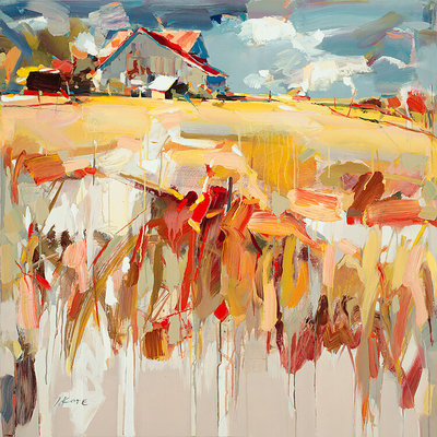 JOSEF KOTE - The Old Barn - Embellished Giclee on Canvas - 40 x 40 inches