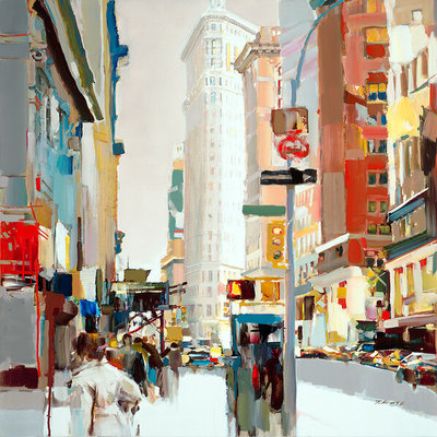 JOSEF KOTE - Flat Iron Building, NYC - Embellished Giclee on Canvas - 48 x 36 inches