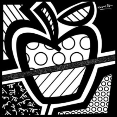 ROMERO BRITTO - Apple of My Eye - Digital Print on Canvas with Embellished Diamond Dust - 24 x 24 inches