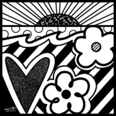 ROMERO BRITTO - New Horizon - Digital Print on Canvas with Embellished Diamond Dust - 24 x 24 inches