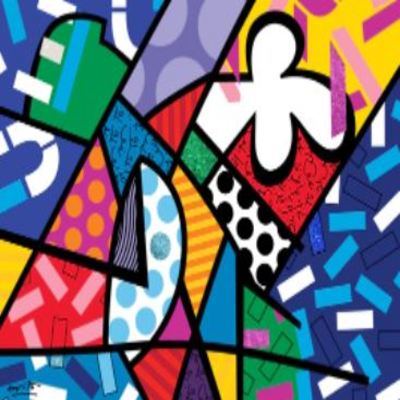 ROMERO BRITTO - Chaos - Digital Print on Canvas with Embellished Diamond Dust - 36 x 48 inches