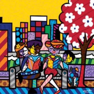 ROMERO BRITTO - Family Tree - Digital Print on Canvas with Embellished Diamond Dust - 35 x 40