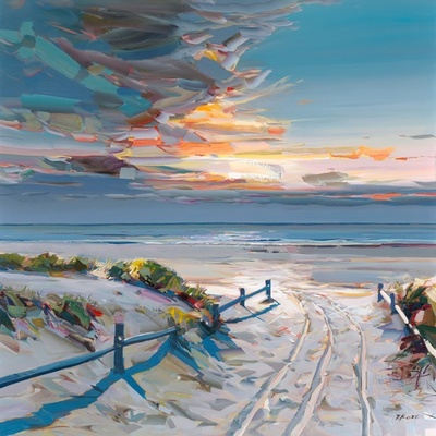 JOSEF KOTE - As it Unfolds - Embellished Giclee on Canvas - 48 x 48 inches