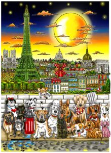 Paws in Paris HR - Copyright Charles Fazzino